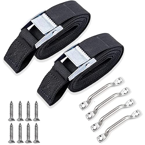 MouJkmer 78 Battery Tie Down Strap for BoatsBattery Box Hold Down Straps Kit with Stainless Steel Cam BuckleStainless Steel Deck Loop Mounts and SS ScrewsUsed for CoolerFuel TankYETIRTICRV and More - Image 1