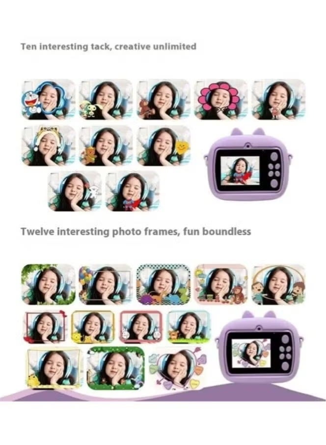 BlueFire Kids Instant Print Camera Dual Lens 48MP 1080P 2.4 Inch Screen Thermal Photo Printer Purple - Image 4