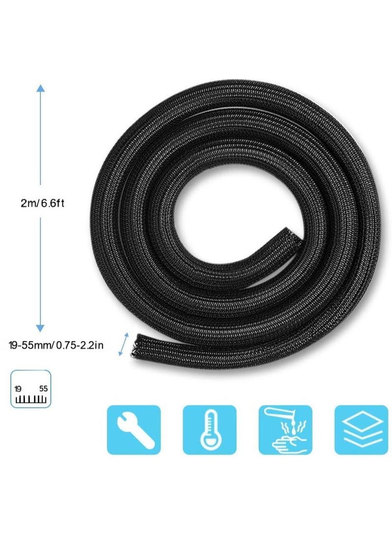 2m Black Cable Sleeve – Self-Closing Cable Management System for Desktops, TVs, Projectors – Heat-Resistant Wire Organizer & Pet-Proof Protection - Image 5