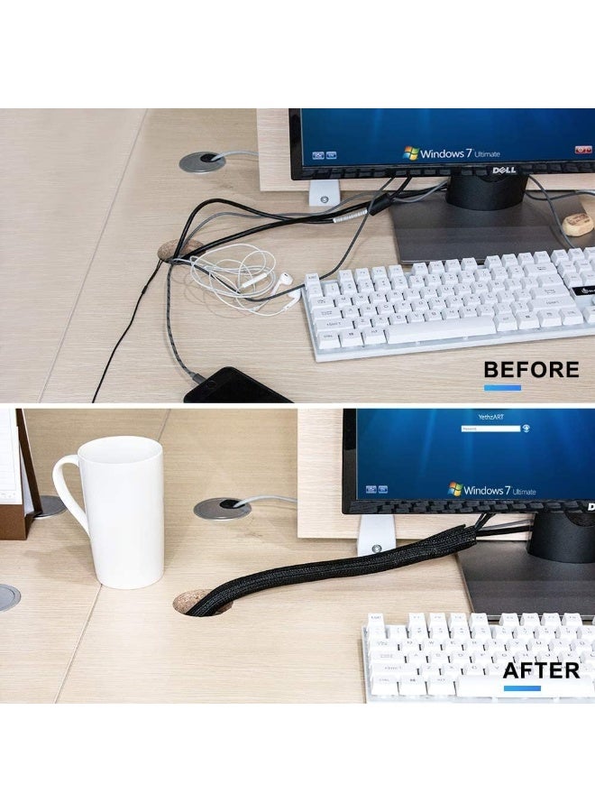 2m Black Cable Sleeve – Self-Closing Cable Management System for Desktops, TVs, Projectors – Heat-Resistant Wire Organizer & Pet-Proof Protection - Image 3