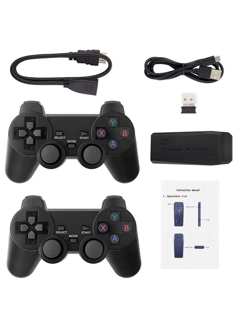 Wireless Retro Game Console, Plug and Play Video Game Stick Built in 10000+ Games,9 Classic Emulators, 4K High Definition HDMI Output for TV with Dual 2.4G Wireless Controllers