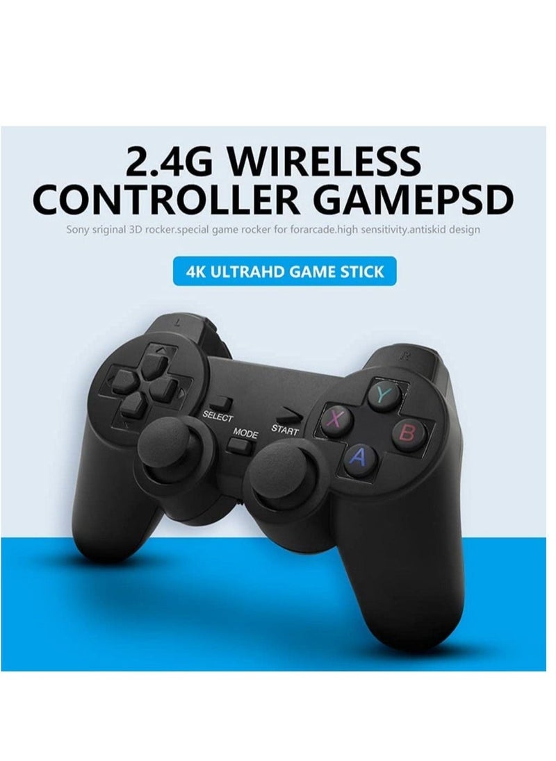 Wireless Retro Game Console, Plug and Play Video Game Stick Built in 10000+ Games,9 Classic Emulators, 4K High Definition HDMI Output for TV with Dual 2.4G Wireless Controllers