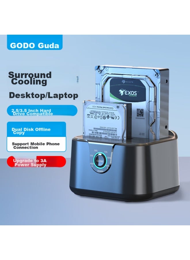 Godo o Mechanical Ssd Enclosure Base, 2.5/3.5 Inch, Usb3.0 External Sata Dual-bay, Compatible With Laptops And Desktops, External Portable Hard Drive Enclosure, Universal - Image 1
