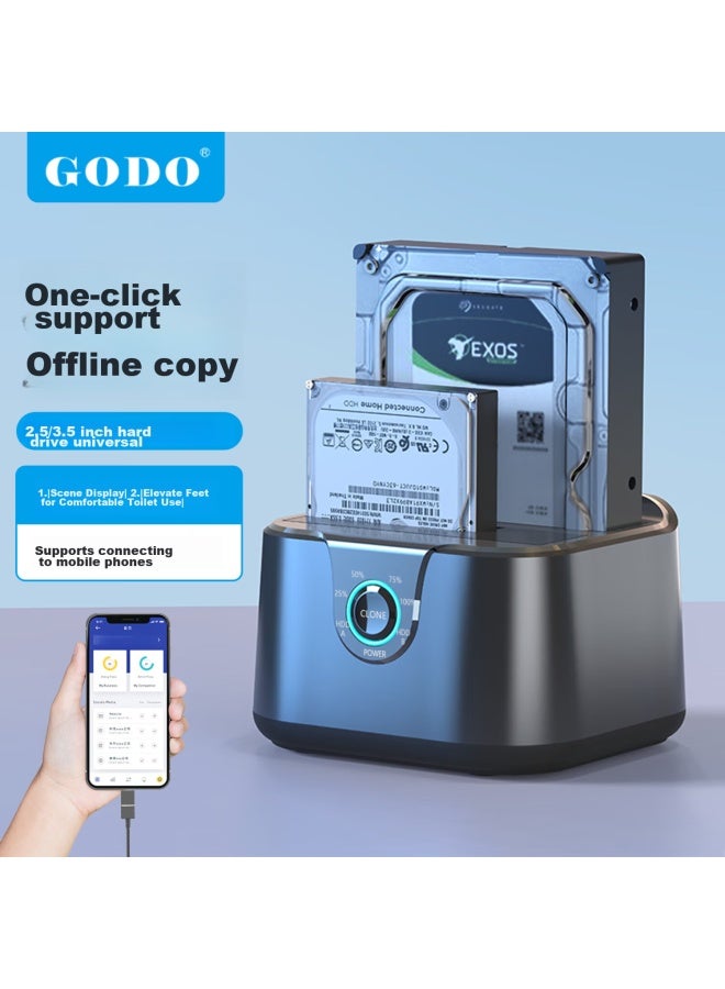 Godo o Mechanical Ssd Enclosure Base, 2.5/3.5 Inch, Usb3.0 External Sata Dual-bay, Compatible With Laptops And Desktops, External Portable Hard Drive Enclosure, Universal - Image 3