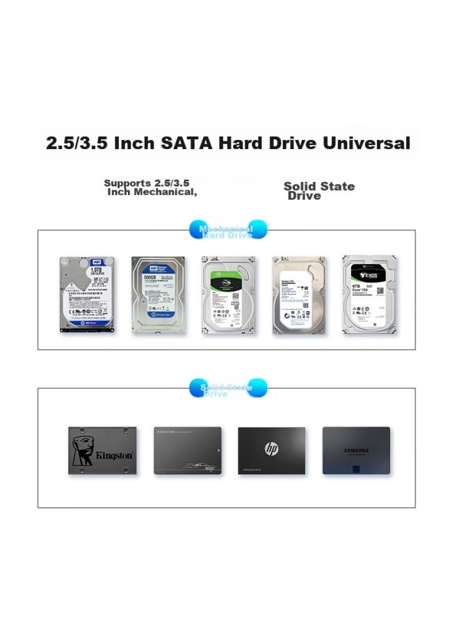 Godo o Mechanical Ssd Enclosure Base, 2.5/3.5 Inch, Usb3.0 External Sata Dual-bay, Compatible With Laptops And Desktops, External Portable Hard Drive Enclosure, Universal - Image 2