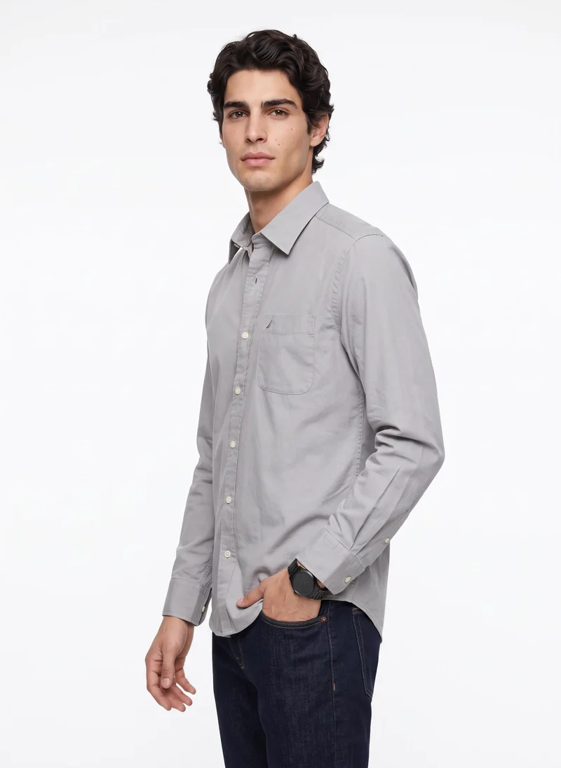نوتيكا Men's Solid Long Sleeve Oxford Shirt