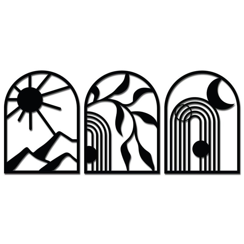 Brand - Solimo Solimo PreLaminated Pine Wood Classic Boho Wall Art Laser Cut Precision For Home Dcor For Gifting Set of 3 - Image 3