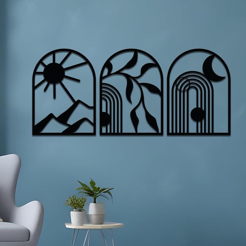 Brand - Solimo Solimo PreLaminated Pine Wood Classic Boho Wall Art Laser Cut Precision For Home Dcor For Gifting Set of 3 - Image 5