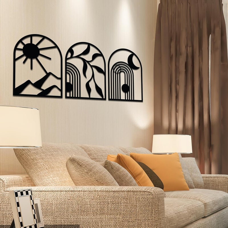 Brand - Solimo Solimo PreLaminated Pine Wood Classic Boho Wall Art Laser Cut Precision For Home Dcor For Gifting Set of 3 - Image 4