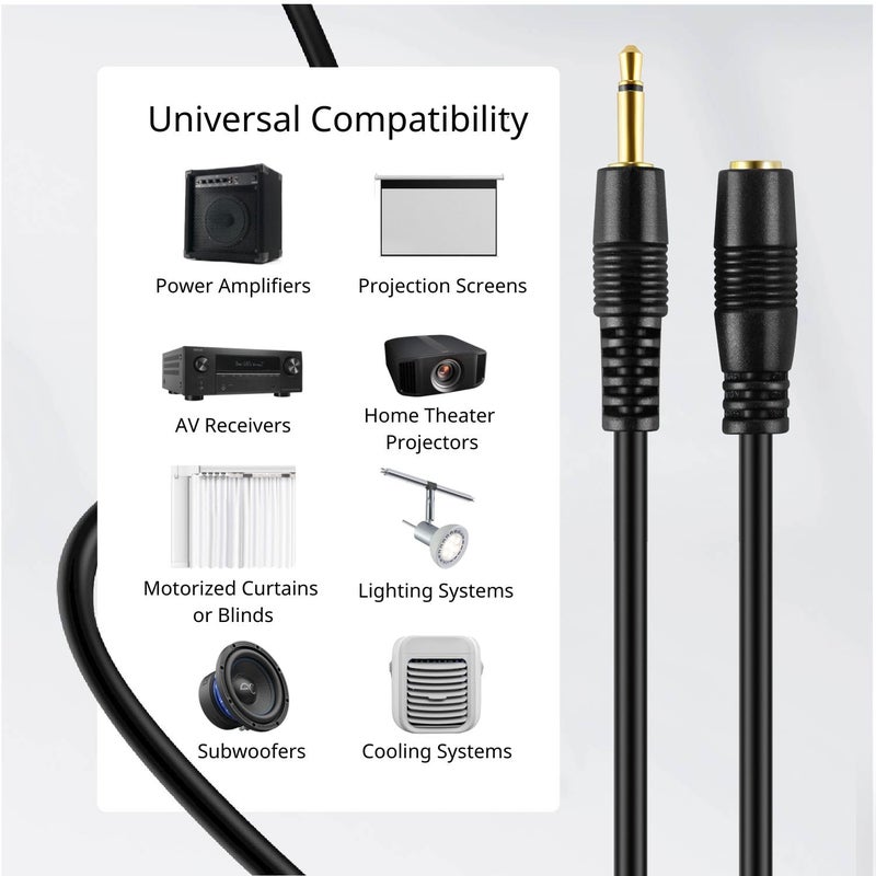 TNP Products TNP 3.5mm Mono Extension Cable (25FT) - 12V Trigger Cable, IR Infrared Sensor Receiver Extension Extender, 3.5mm 1/8" TS Monaural Mini Mono Audio Plug Jack Connector Male to Female Cable Wire Cord - Image 5