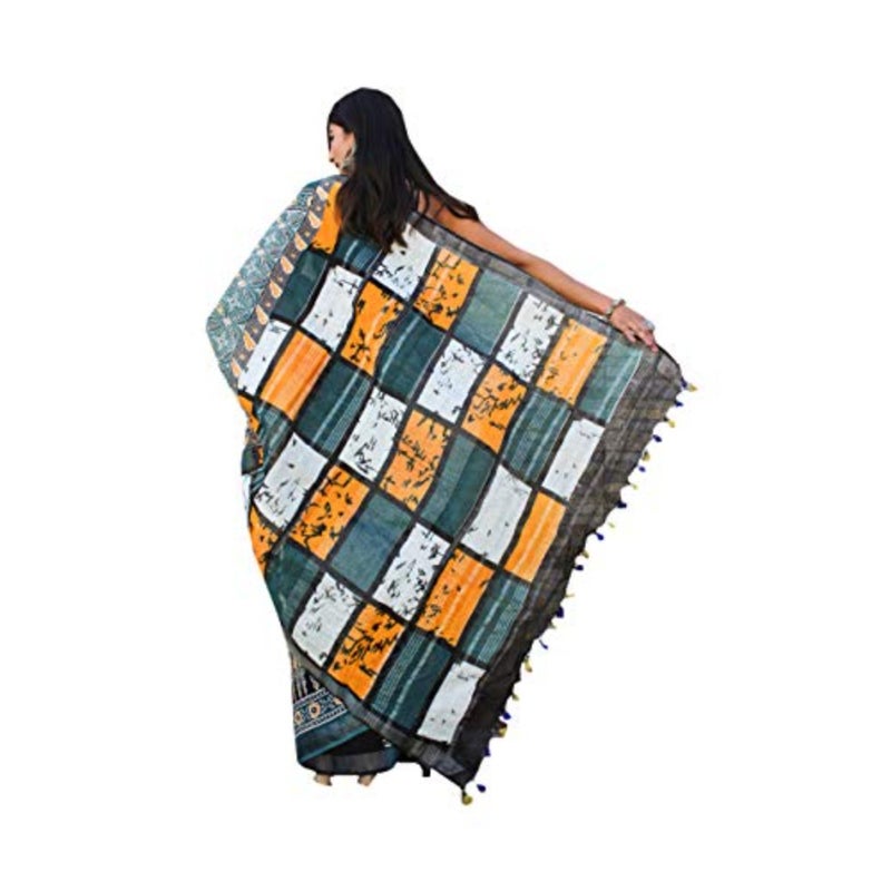 شيفانيا للحرف اليدوية، ساري قطني نسائي مع قطعة بلوزة، SH-0399_Multicolor - Image 2