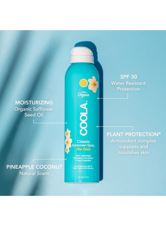 COOLA Organic Sunscreen SPF 30 Sunblock Spray, Dermatologist Tested Skin Care for Daily Protection, Vegan and Gluten Free, Piña Colada, 6 Fl Oz - Image 2