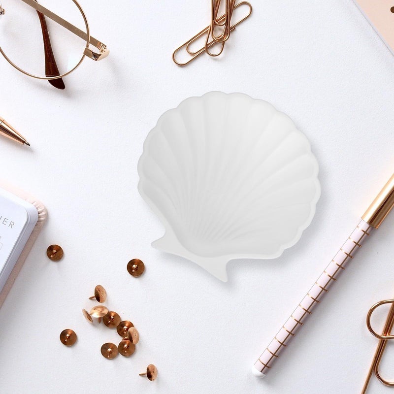 White Ceramic Jewelry Storage Tray Shell Shape Organizer Box For Earrings Necklace Rings Bracelets Home Display - Image 5