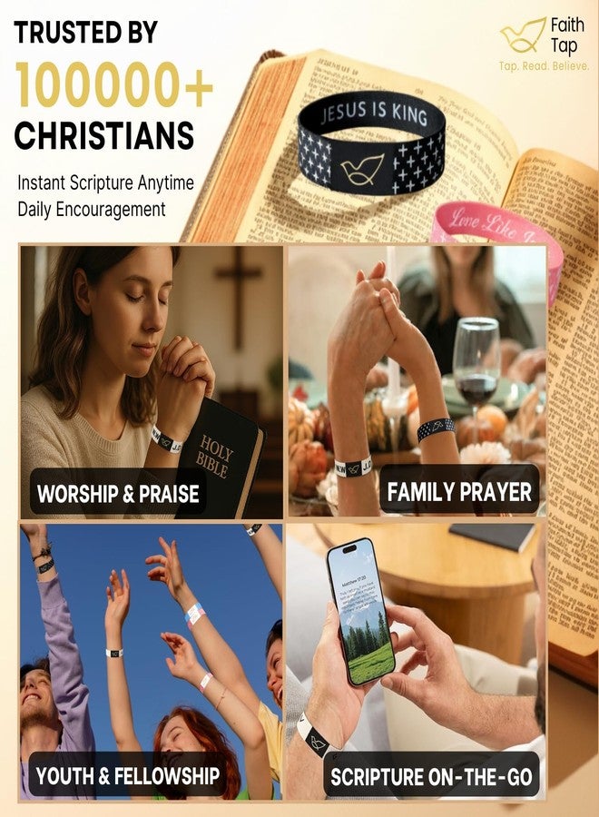 TLOEP WWJD Braeclets Bible Verse Bracelets Easter Basket Stuffers Gift, Tap to Read Scripture via Phone, Christian Jesus Bracelet for Men, Women, Faith Religious Gift - Image 5