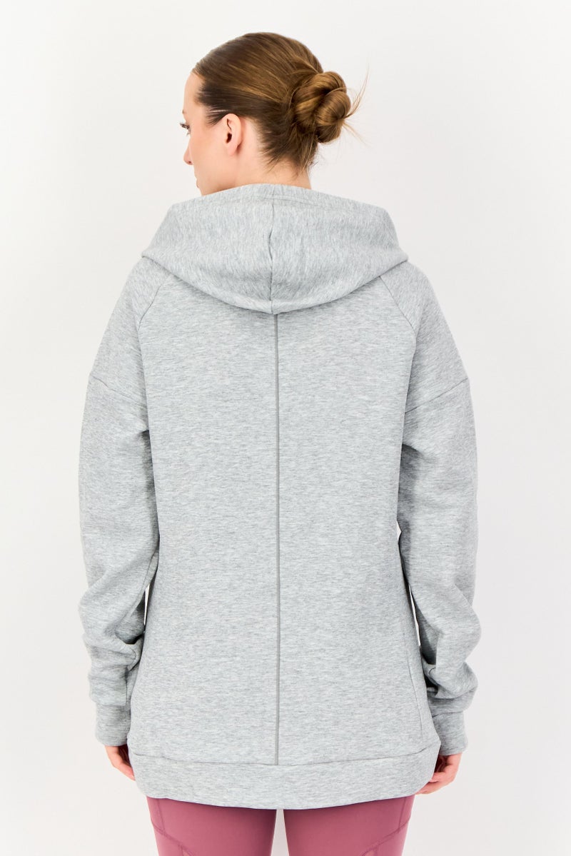 asics Women Sportswear Fit Long Sleeve Training Hoodie, Stone Grey - Image 3