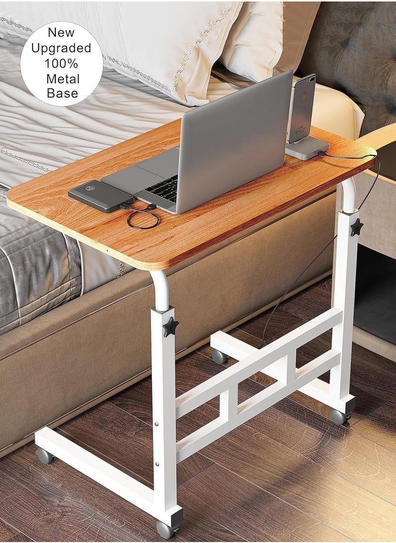 DubaiGallery - Upgraded Metal Base Adjustable Multipurpose Movable Desktop Computer Mobile Laptop Desk Home And Office Desks For Work and Study Moveable Portable Coffee Overbed Tray Bedside Sofa Table - Image 1