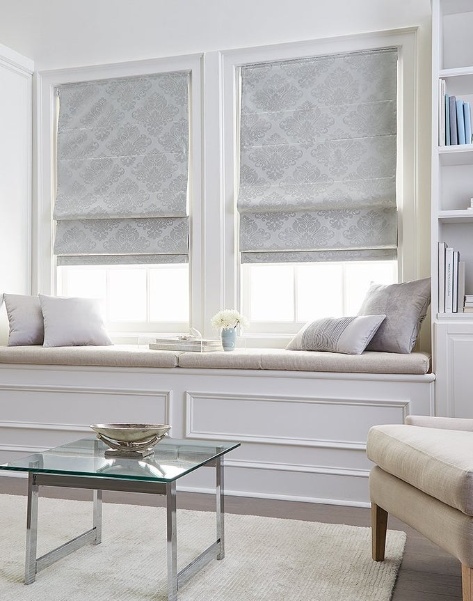 DAMASK WINDOW SHADE 34 W X 64 L SILVER