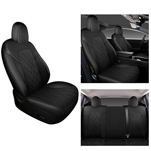 Tapha Faux Leather Seat Cover Set for Tesla Model 3 2017-2022, Breathable and Water-Resistant, Include Seat Covers for Front and Rear Seats (Black) - Image 4