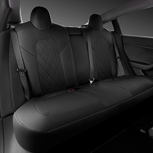 Tapha Faux Leather Seat Cover Set for Tesla Model 3 2017-2022, Breathable and Water-Resistant, Include Seat Covers for Front and Rear Seats (Black) - Image 2