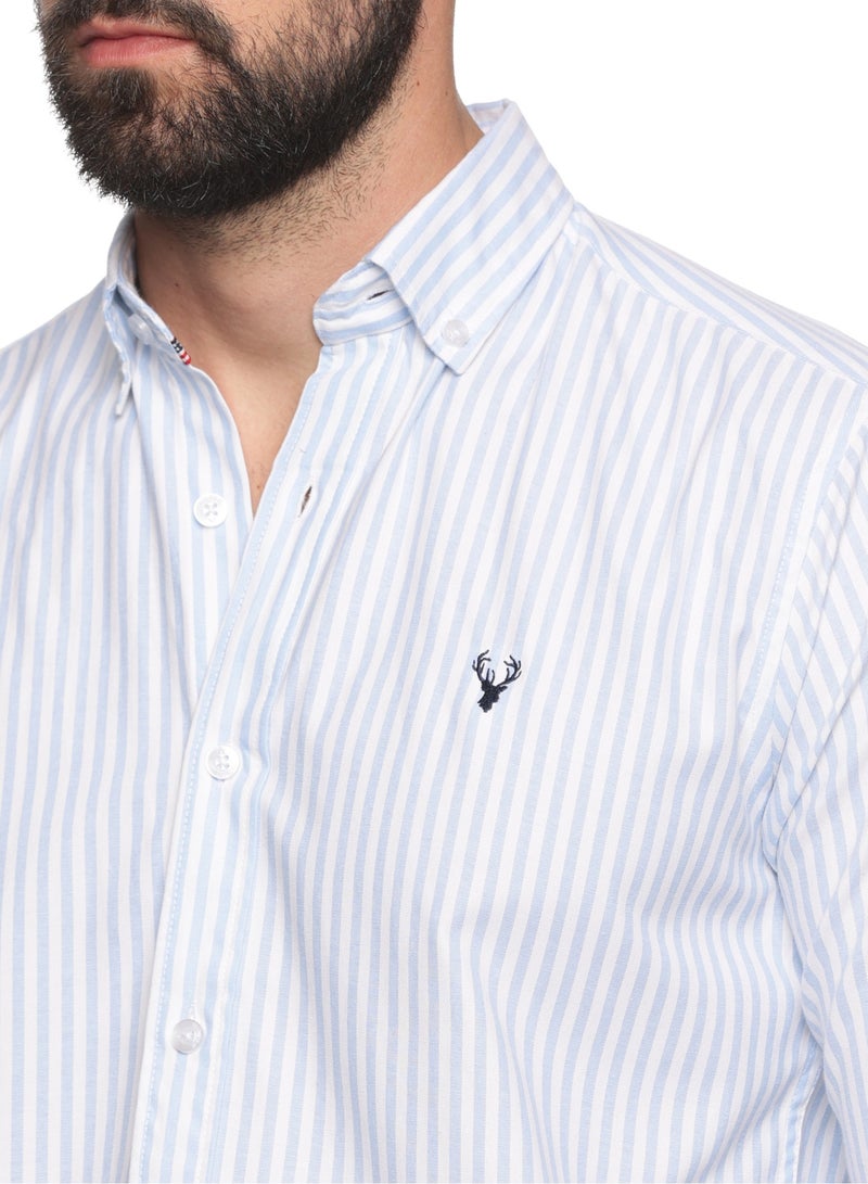 U.S. ELK Men's Button Down Shirt | Casual Slim Fit Shirt | Long Sleeve Oxford Shirts For Men | Smart Fit Cuff - Image 5