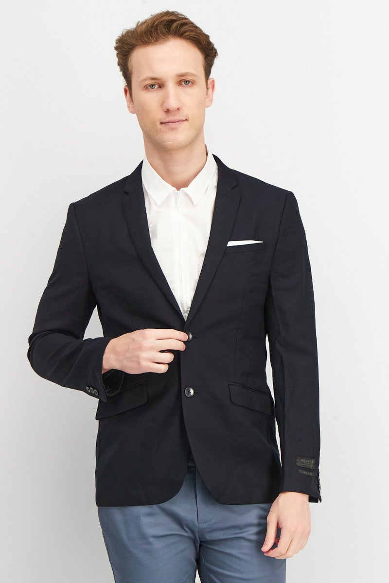 SELECTED Men Modern Fit Solid Formal Blazer, Navy Blue - Image 1