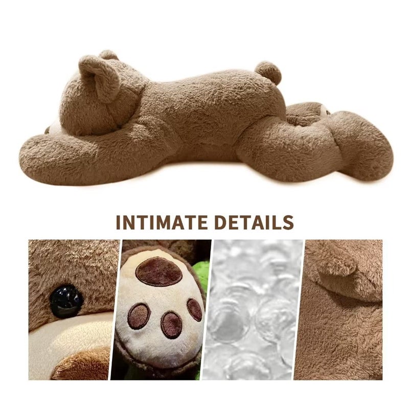 Fiosnow Weighted Stuffed Animals for Adults Brown Bear 3.5lbs 24" Weighted Plush Animals for Kids Throw Pillow Hugging Toys - Image 4