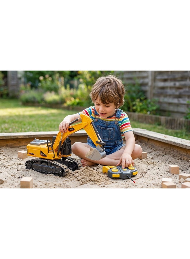Toyland RC Alloy Excavator Toy - 2.4G Remote Control Heavy-Duty Construction Vehicle - Realistic Digging & 360° Rotating Cabin Truck for Kids - Yellow - Image 3