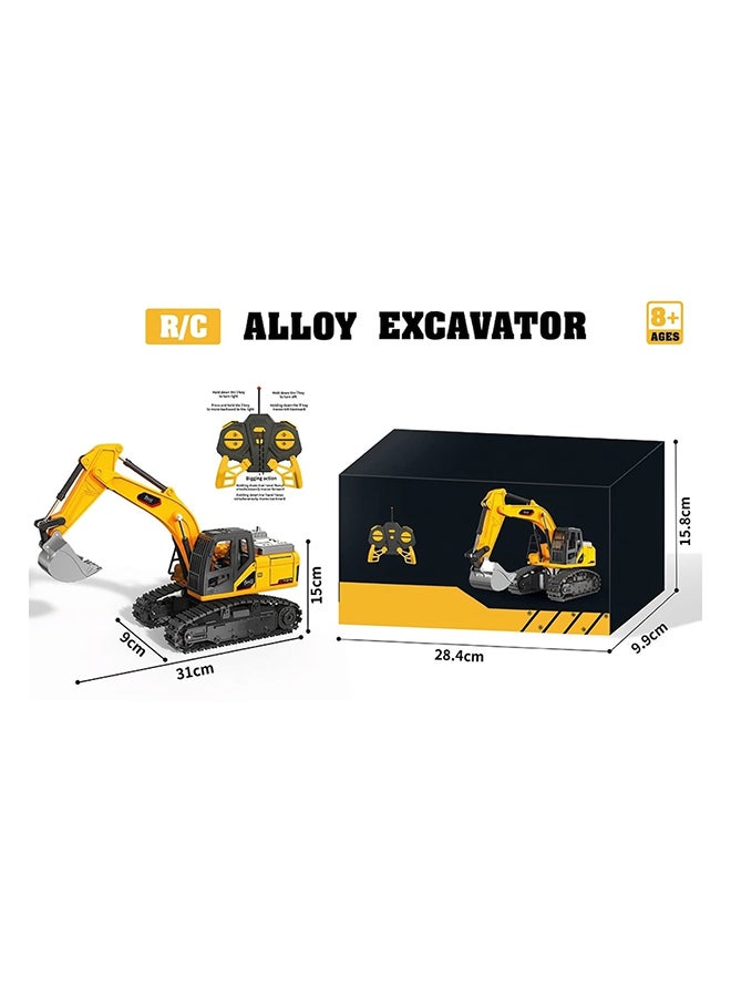 Toyland RC Alloy Excavator Toy - 2.4G Remote Control Heavy-Duty Construction Vehicle - Realistic Digging & 360° Rotating Cabin Truck for Kids - Yellow - Image 2