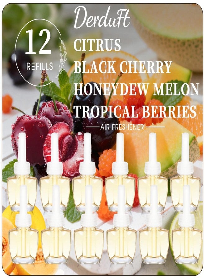 DERDUFT Plug In Air Fresheners for Home, 12ct - Black Cherry, Tropical Berries, Citrus, Honeydew Melon, Wall Plug in Refills, Summer Scents for Home, Compatible with Air Wick & Glade - Image 1