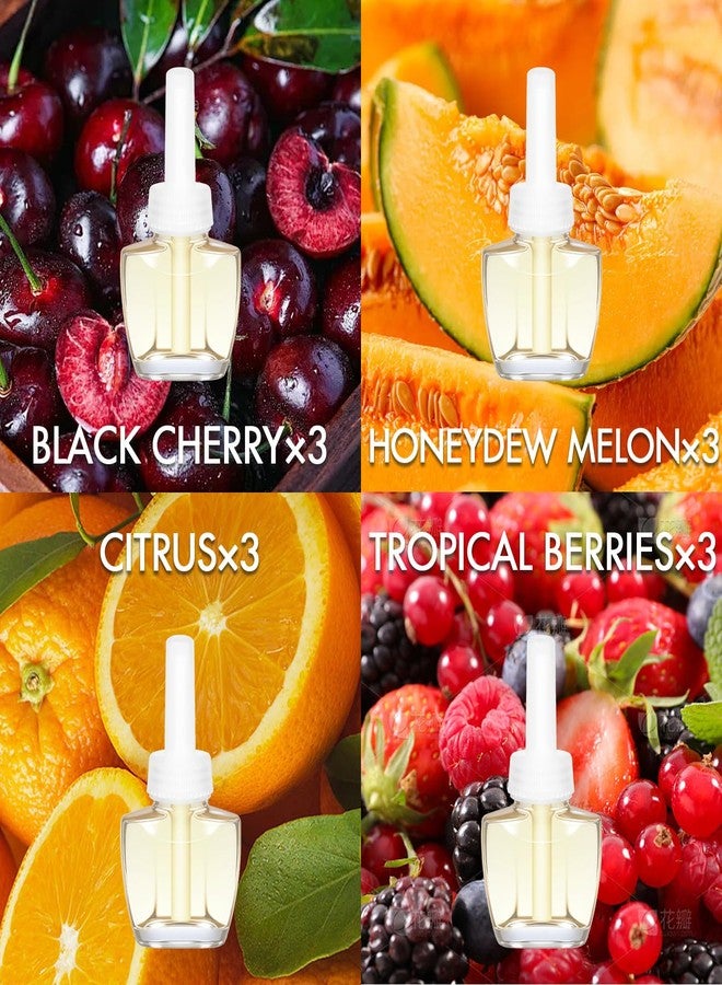 DERDUFT Plug In Air Fresheners for Home, 12ct - Black Cherry, Tropical Berries, Citrus, Honeydew Melon, Wall Plug in Refills, Summer Scents for Home, Compatible with Air Wick & Glade - Image 3