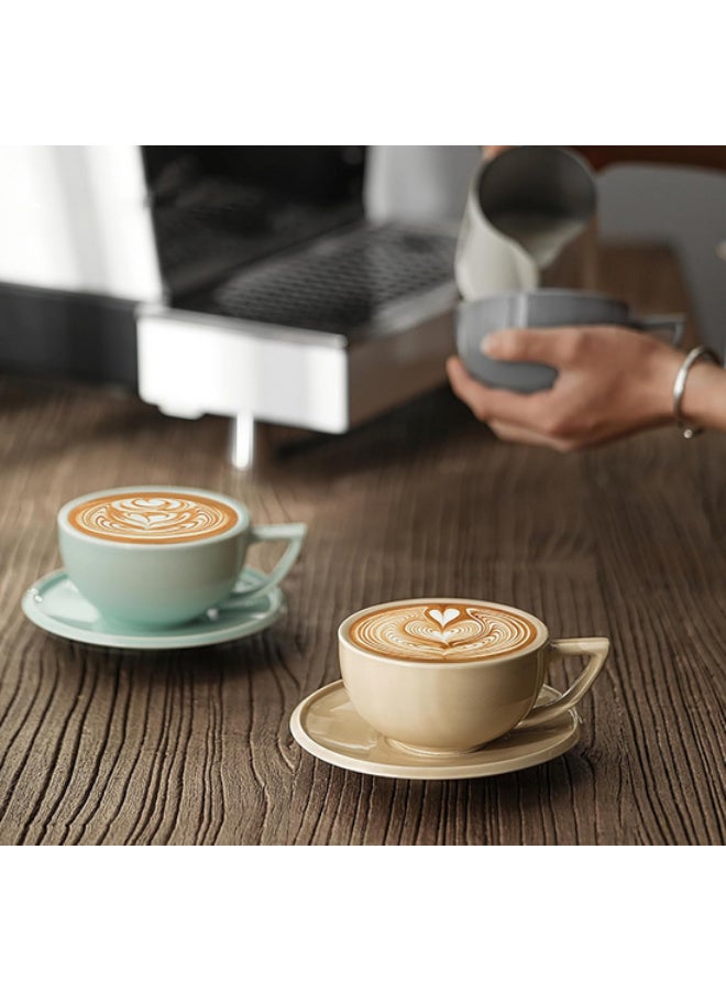 ام اتش دابيلو - ثري بومبار كوب قهوة MHW-3BOMBER C5086 سعة 280 مل مع صحن ومقبض مقاوم للحرارة، سميك لتحضير الكابتشينو واللاتيه وشوت الشاي الصلب - Image 4