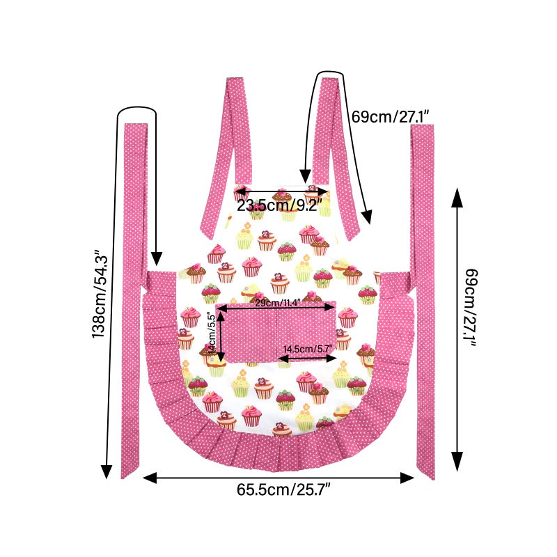 G2PLUS Mothers Aprons for Women with Pockets  Extra Long Ties  Vintage Damask Apron  Perfect for Kitchen Cooking  Baking and Gardening  29 x 21 - inch (Pink) - Image 1