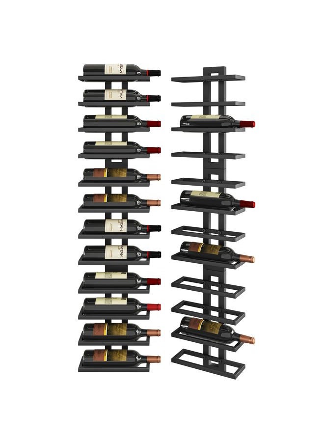 IBUYKE Wall Mounted Wine Rack 12 Bottle,Metal Wine Bottle Holder for Wine Bottles, Liquor, Champagne,DIY Wall Wine Rack for Home Bar Storage and Display,Black,UTMJ909B - Image 1