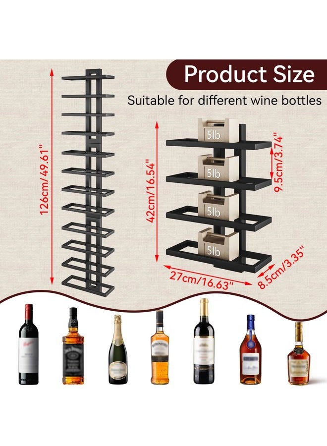 IBUYKE Wall Mounted Wine Rack 12 Bottle,Metal Wine Bottle Holder for Wine Bottles, Liquor, Champagne,DIY Wall Wine Rack for Home Bar Storage and Display,Black,UTMJ909B - Image 4