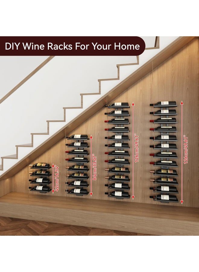 IBUYKE Wall Mounted Wine Rack 12 Bottle,Metal Wine Bottle Holder for Wine Bottles, Liquor, Champagne,DIY Wall Wine Rack for Home Bar Storage and Display,Black,UTMJ909B - Image 2