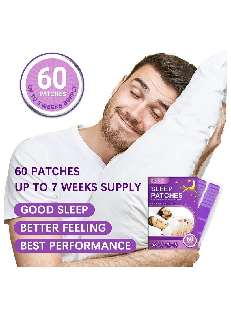 KASTWAVE - لاصقات النوم العميق للبالغين، 60 قطعة من لاصقات النوم المساعدة، ملصقات نوم طبيعية لتحسين جودة النوم، لاصقات لطيفة على البشرة تدوم طوال الليل، لاصقات مساعدة على النوم للرجال والنساء - Image 1