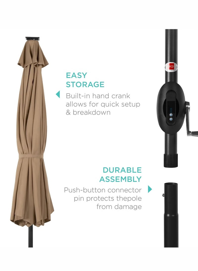 DBLEW Solar LED Patio Umbrella with Tilt & Crank for Garden, Deck, Backyard & Pool - Image 4
