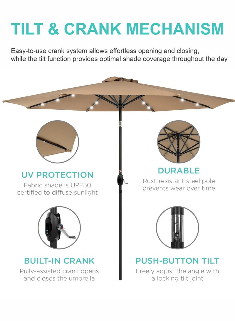 DBLEW Solar LED Patio Umbrella with Tilt & Crank for Garden, Deck, Backyard & Pool - Image 3