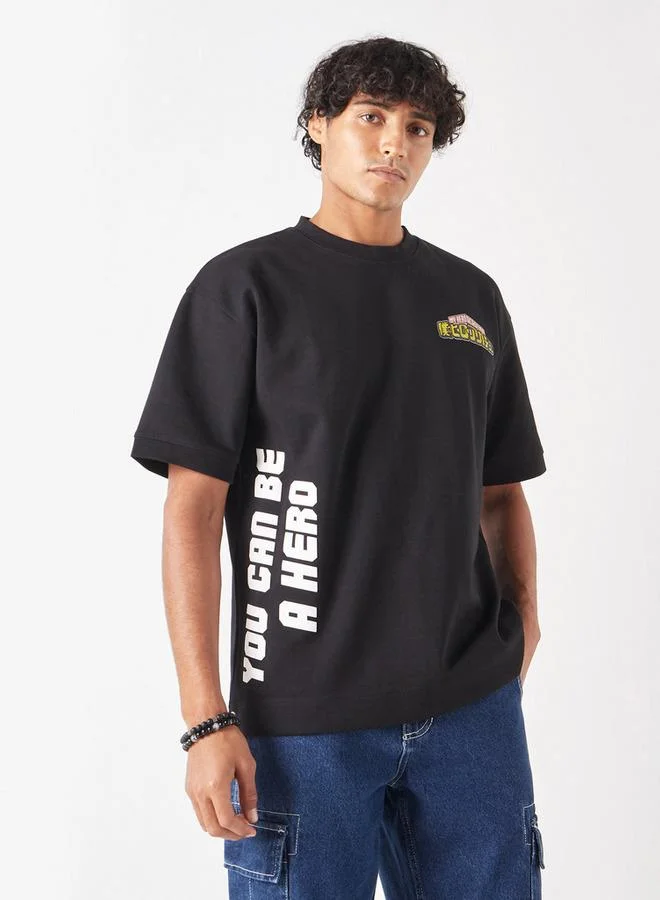 اس بي كاركترز تيشيرت بأكمام قصيرة وياقة ضيقة وطبعات انمي