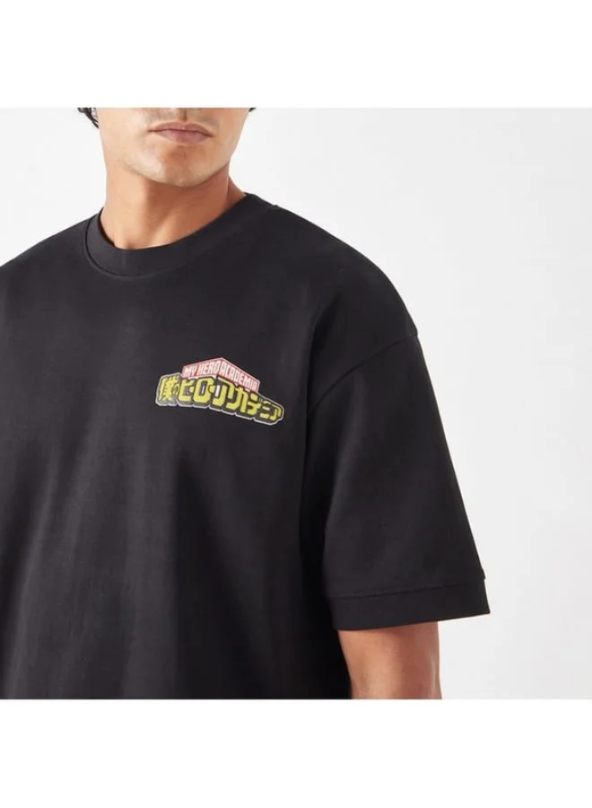 SP Characters Anime Print Crew Neck T-shirt with Short Sleeves