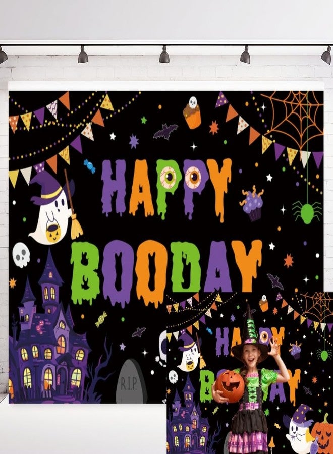 INRUI Halloween Booday Photography Backdrop Cute Spooky Ghost Birthday Decor Happy Boo Day Party Banner (7x5FT) - Image 2