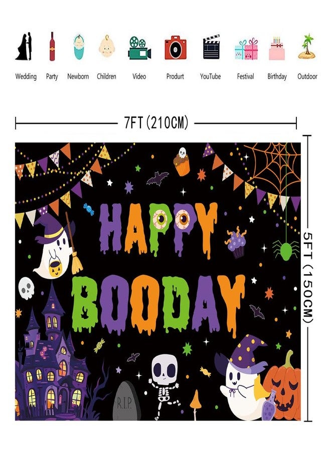 INRUI Halloween Booday Photography Backdrop Cute Spooky Ghost Birthday Decor Happy Boo Day Party Banner (7x5FT) - Image 5