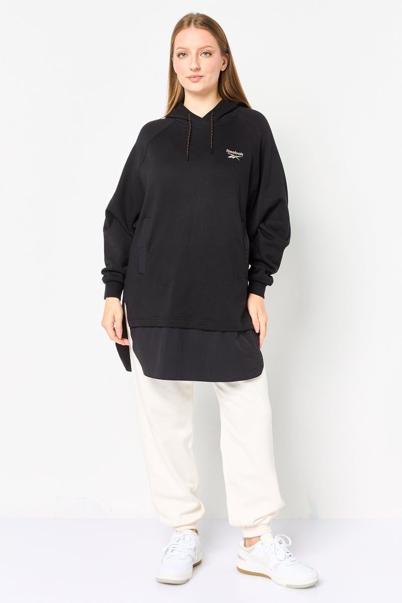 Reebok هودي خارجي طويل الأكمام للنساء، رياضي، أسود - Image 4