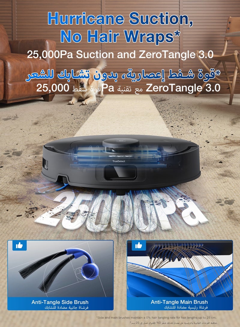 ECOVACS DEEBOT T30C Prime OMNI Robot Vacuum Cleaner with Mop Function, 25,000 Pa, OZMO Turbo 2.0 Wipe, ZeroTangle 3.0 Anti-Tangle, Triple V Main Brush, Omni-Station, 45°C Drying, Black 4 L 35 W DEEBOT T30C Prime OMNI black - Image 2