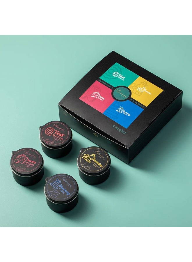 LUXMASA All Natural Scented Home Relaxing Massage Candle Oil Wax for Skin Care, Essential Oil Infused SPA Candle Pack of 4-9.4OZ(2.35OZ*4)-Tahiti,Jasmine,Cream Cherry, Blueberry Cake - Image 4