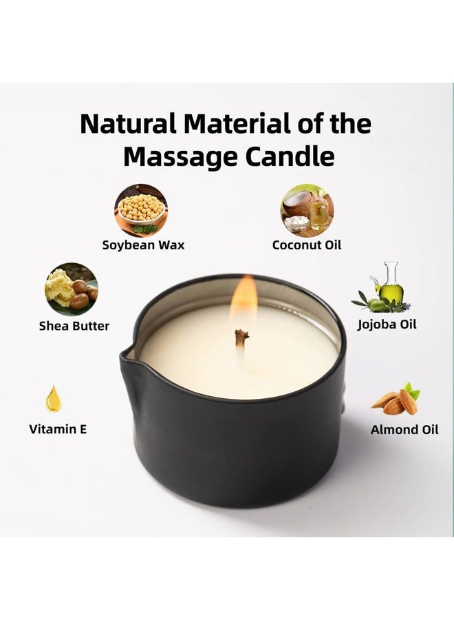 LUXMASA All Natural Scented Home Relaxing Massage Candle Oil Wax for Skin Care, Essential Oil Infused SPA Candle Pack of 4-9.4OZ(2.35OZ*4)-Tahiti,Jasmine,Cream Cherry, Blueberry Cake - Image 5