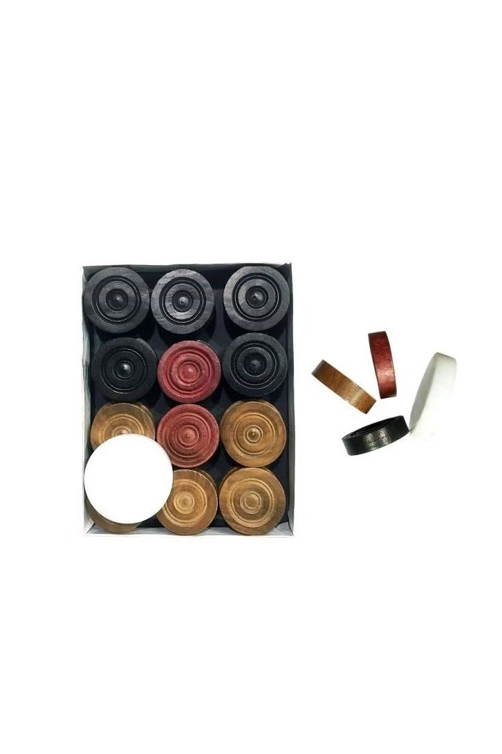 24-Piece Multicolour Wooden Coins Set For Carrom Board Game With Striker