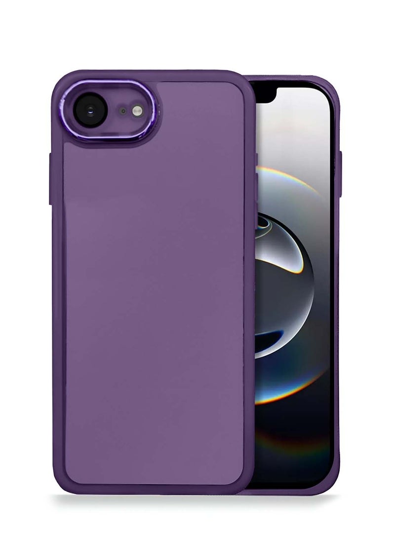 Wtech Apple iPhone 16e 5G 2025 Soft Transparent TPU Silicone Ultra Thin Phone Stylish Electroplated Camera Border Back Case Cover - Eggplant Purple