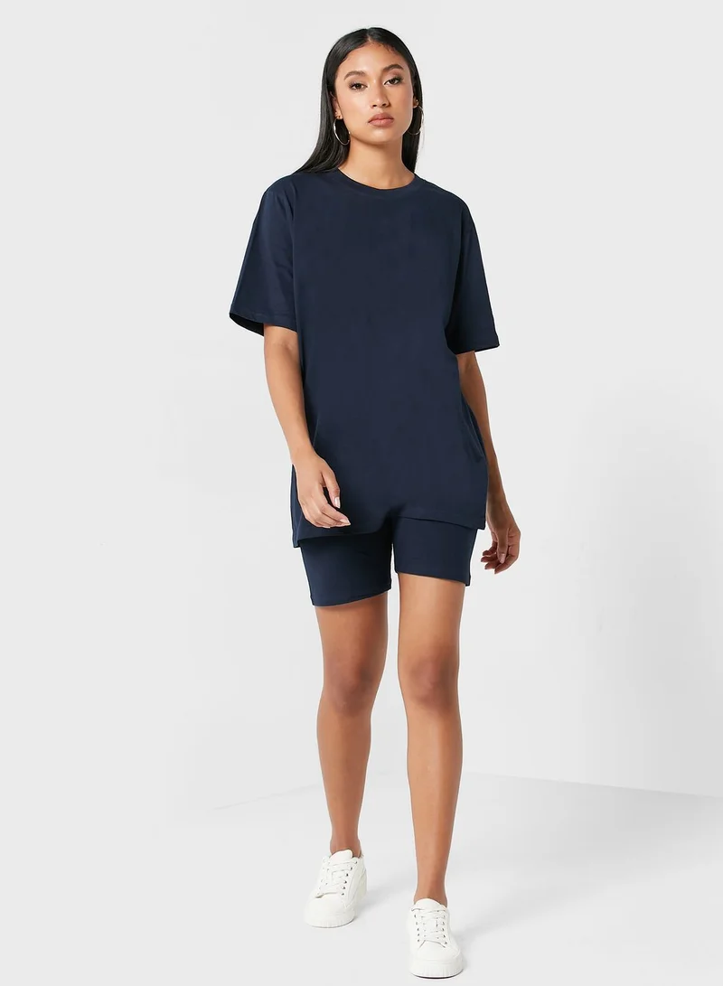 Ginger Basics Oversized T-Shirt & Cycling Shorts Set