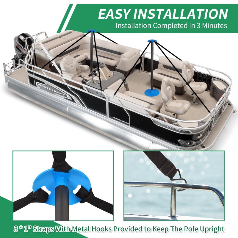 Nukugula Windproof Boat Cover Support Pole System 2 Pcs with 8 Adjustable Heights Telescoping Steel Furniture Cover Support Poles 18"-57" with Straps Storage Bag - Image 3